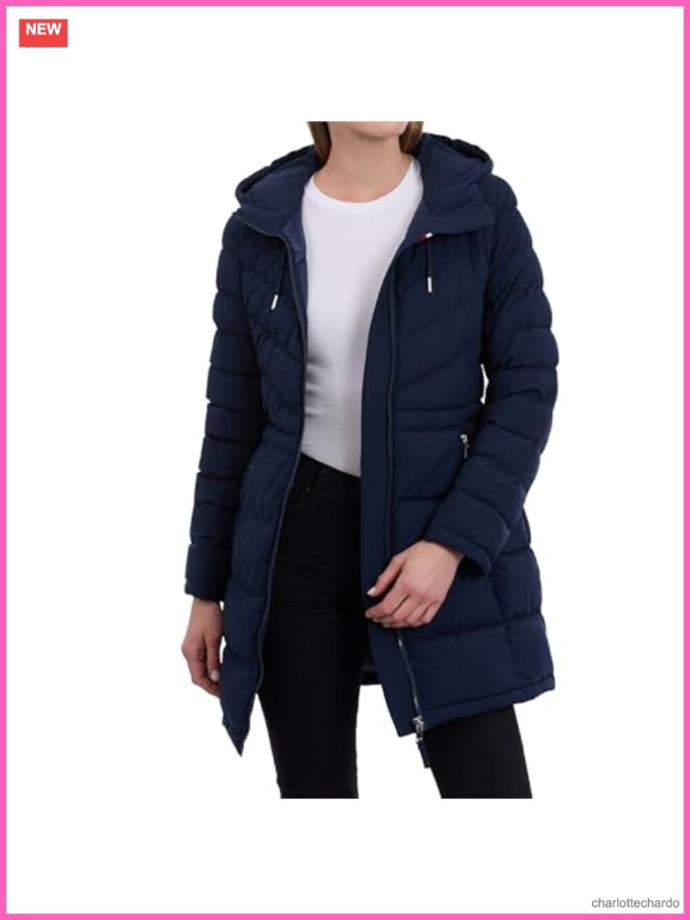 Women's Quilted Zip-Up Lightweight Jacket Hooded Long Sleeve Casual Coat